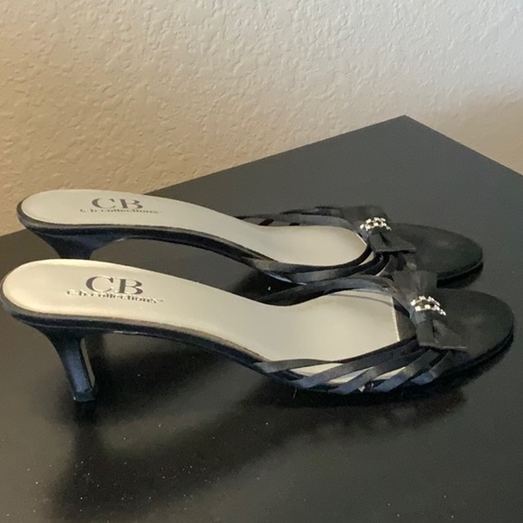 CB Collections backless rhinestone bow heel, Sz 10M - Picture 2 of 4